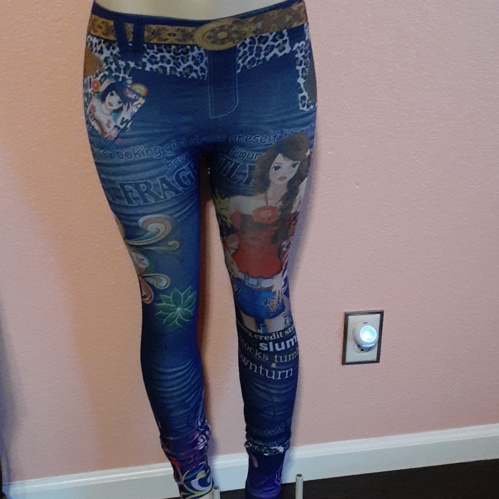 Like new Graphic Leggings(Blueish)